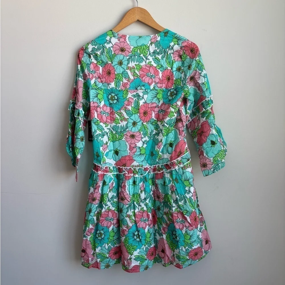 Boston Proper Bouquet Of Summer Embellished Peasant Dress XS NWOT